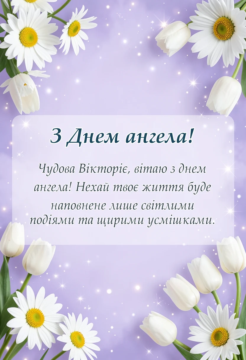 вітальна листівка - день ангела вікторії привітання