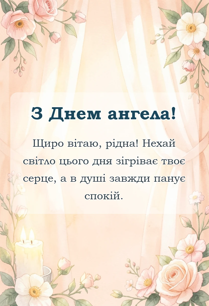 листівка з побажанням - привітання з днем ангела мамі своїми