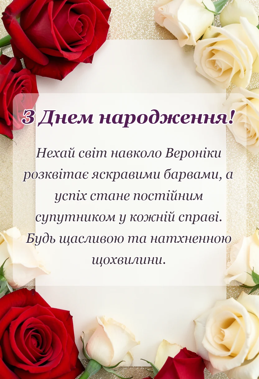 унікальна листівка - привітання з днем народження вероніці