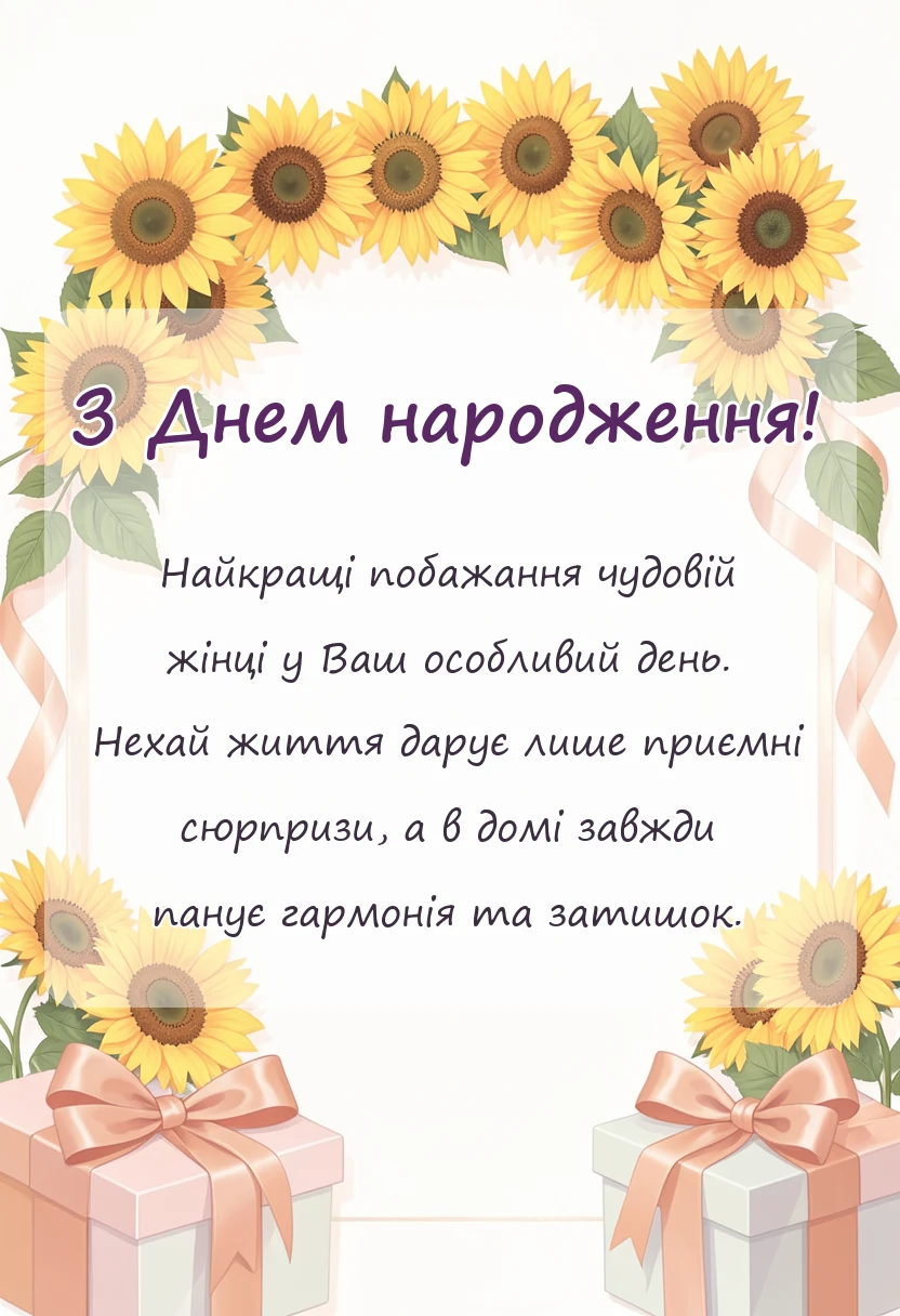 унікальна листівка - привітання з днем народження свекрухи