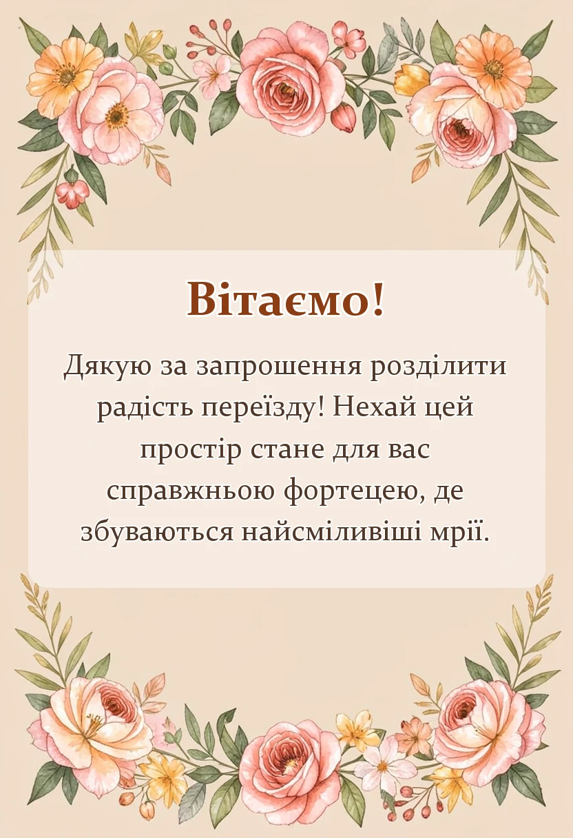 вітальна листівка - привітання з новосіллям