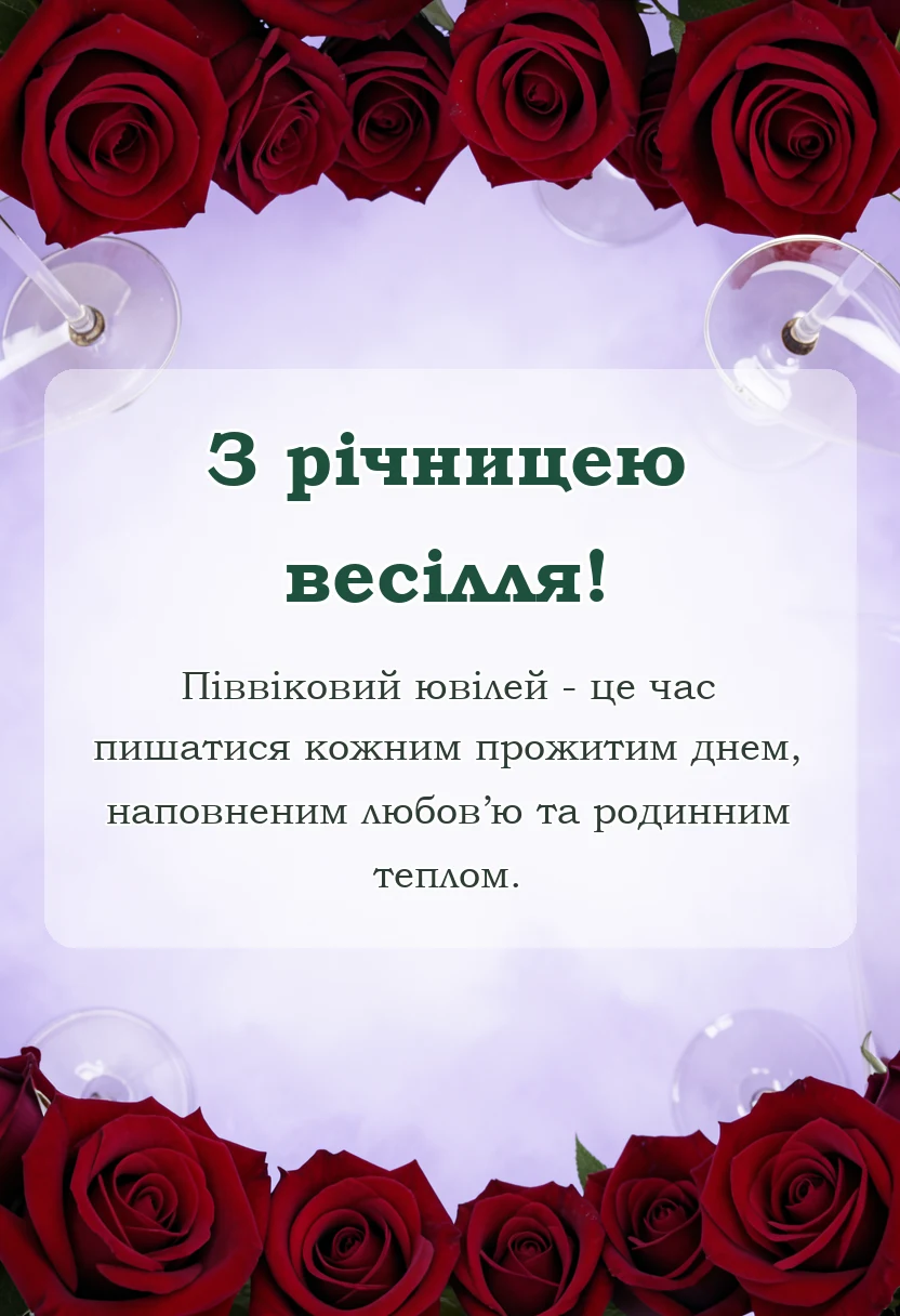 вітальна листівка - золоте весілля привітання своїми словами