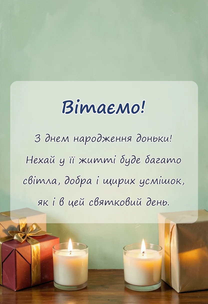 вітальна листівка - привітання друга з днем народження доньки