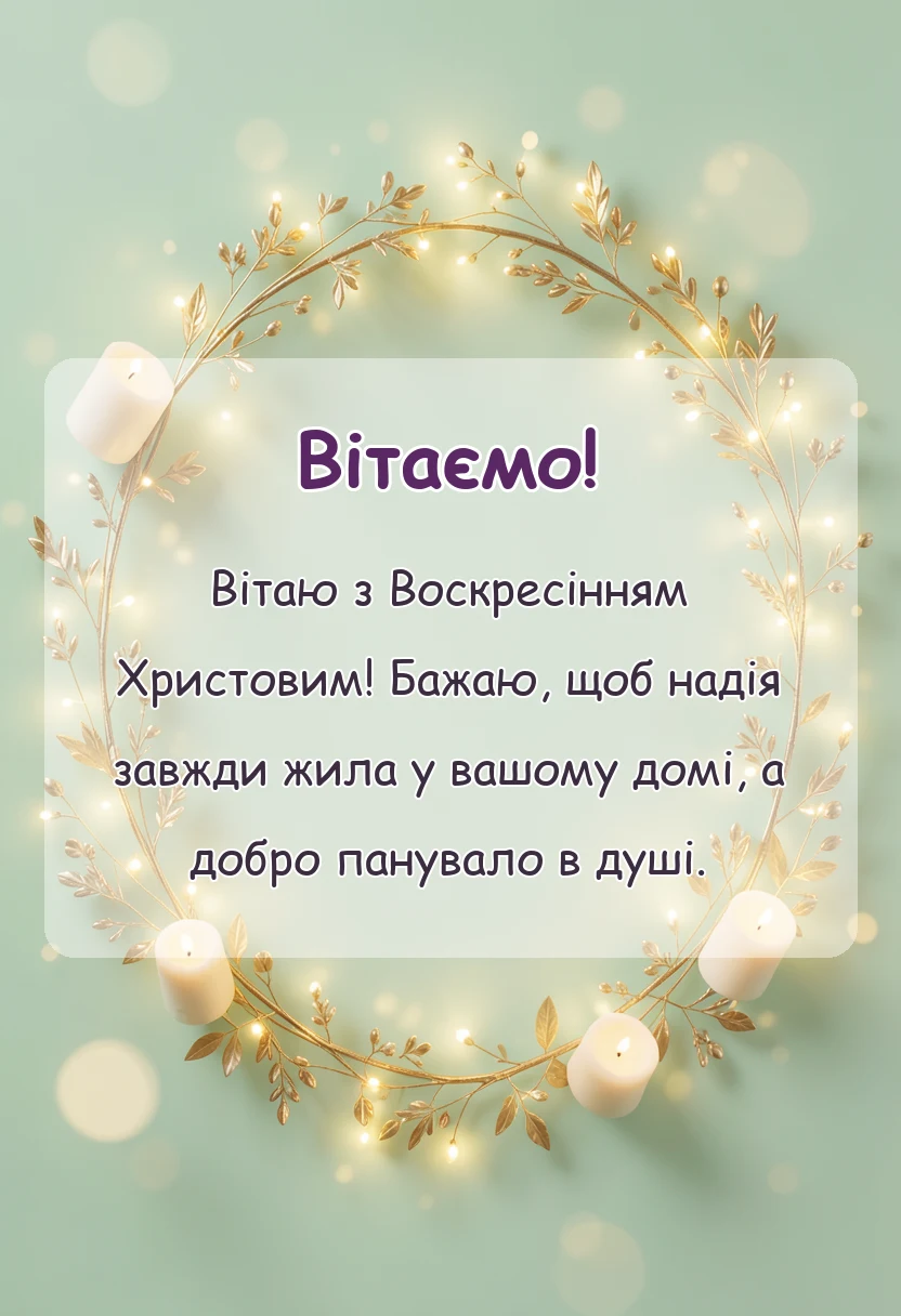 листівка з побажанням - привітання з великоднем католиків