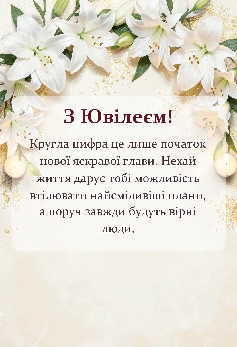 красива листівка: оригінальне привітання з ювілеєм