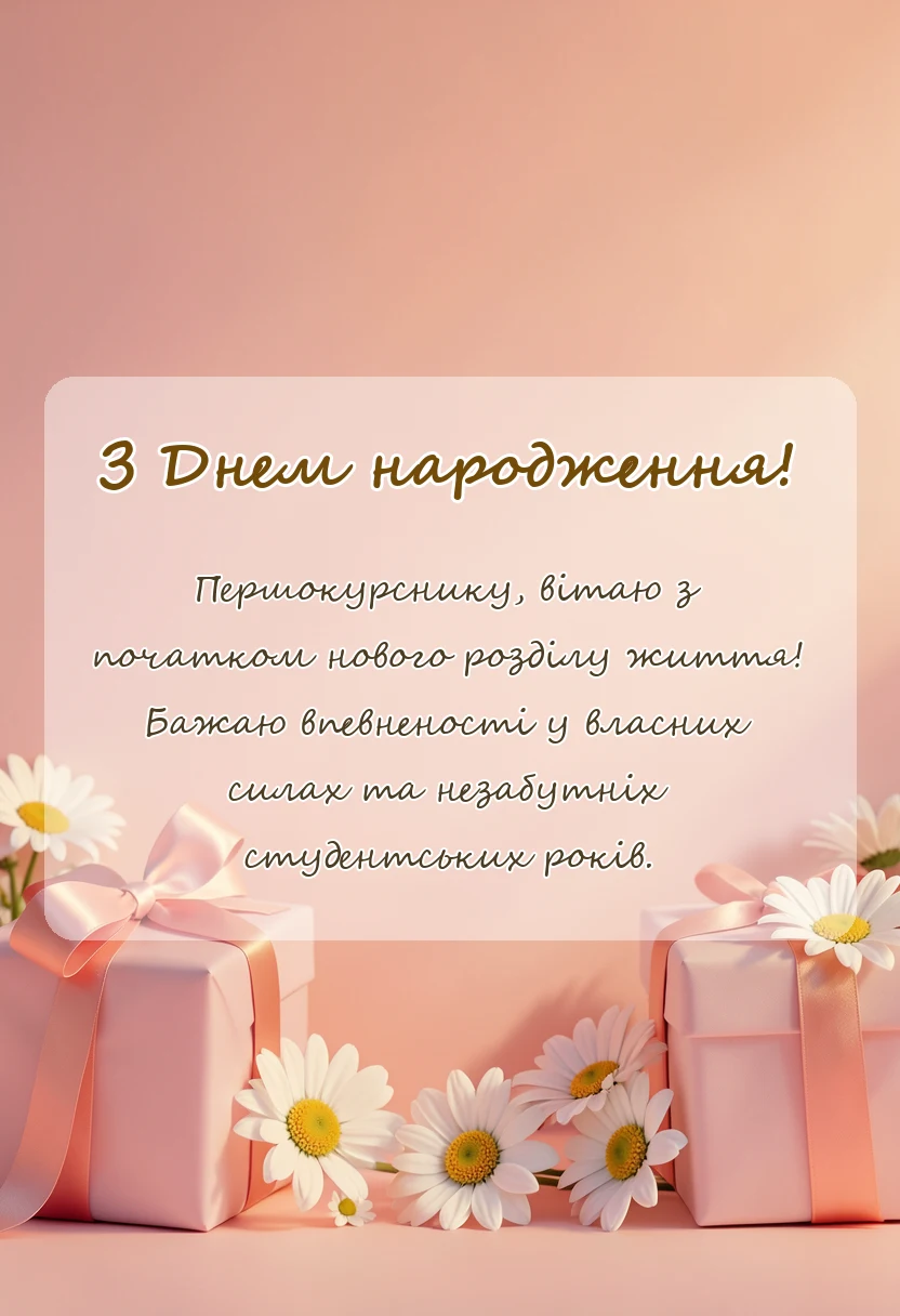 вітальна листівка - побажання студенту першокурснику