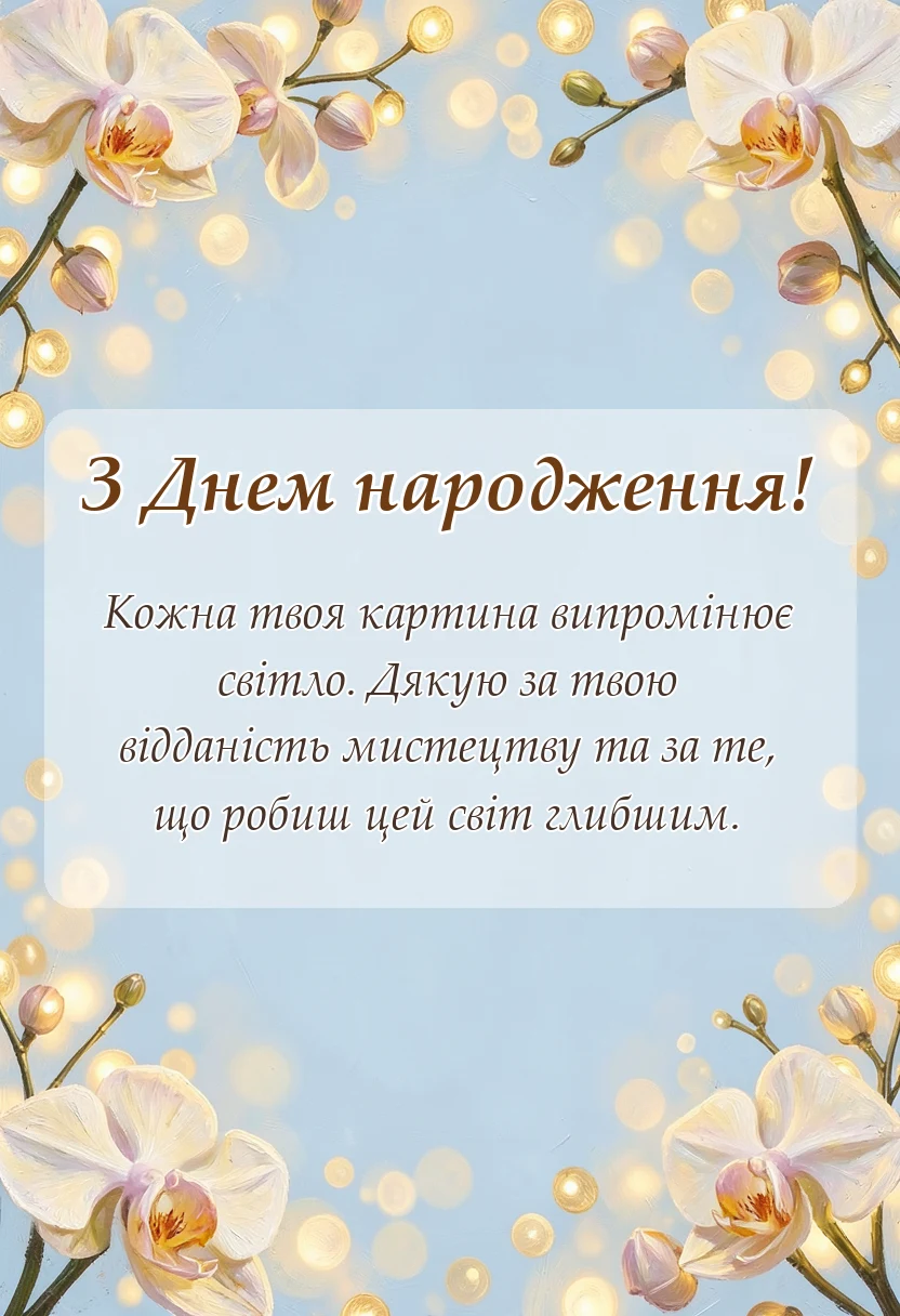 листівка з побажанням - подяка художнику своїми словами