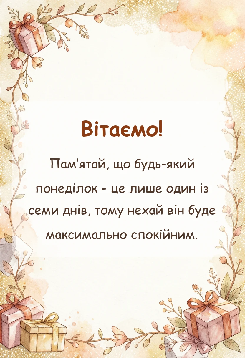 вітальна листівка - привітання з добрим ранком понеділок