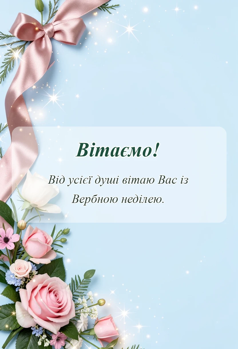вітальна листівка - привітання з вербною неділею