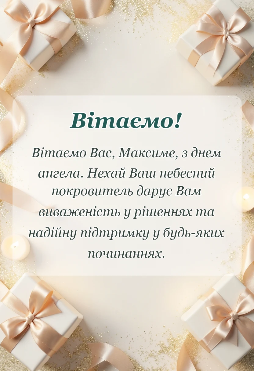 унікальна листівка - привітання з днем ангела максима