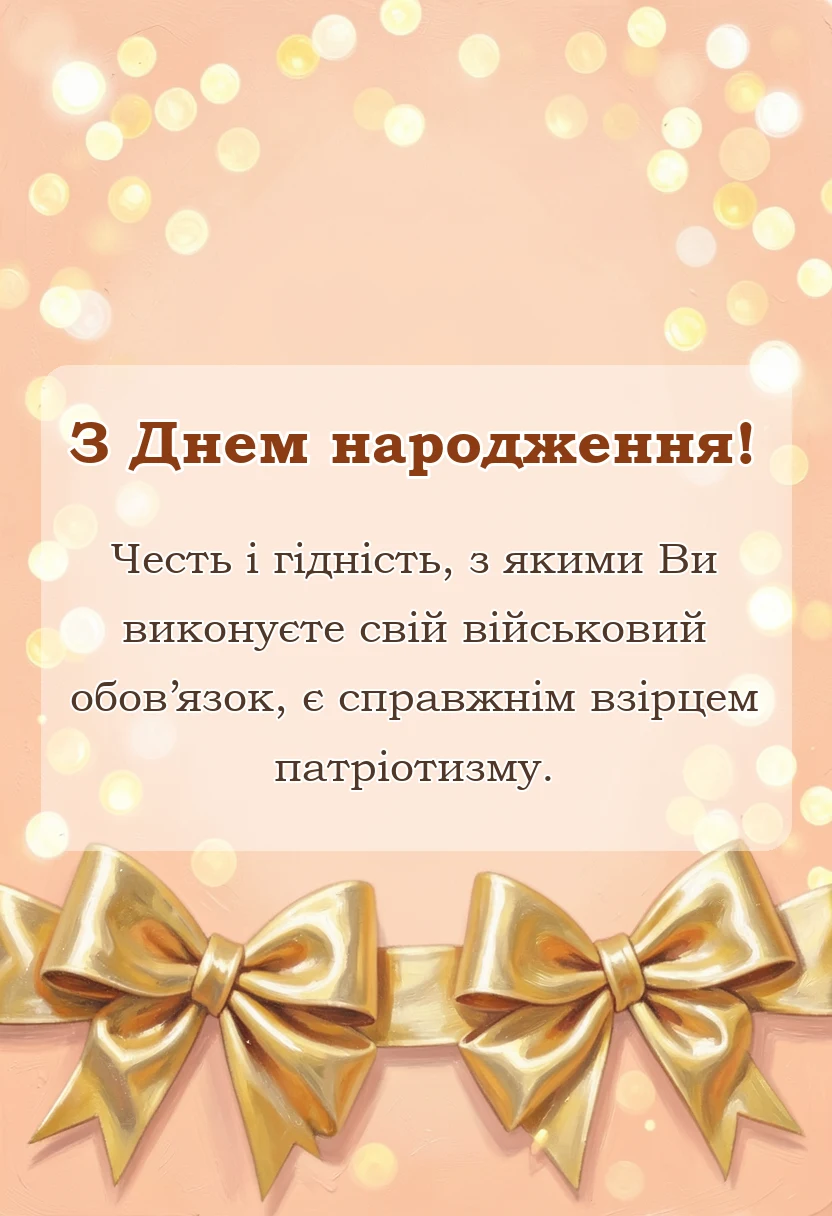 унікальна листівка - привітання з днем народження воїну