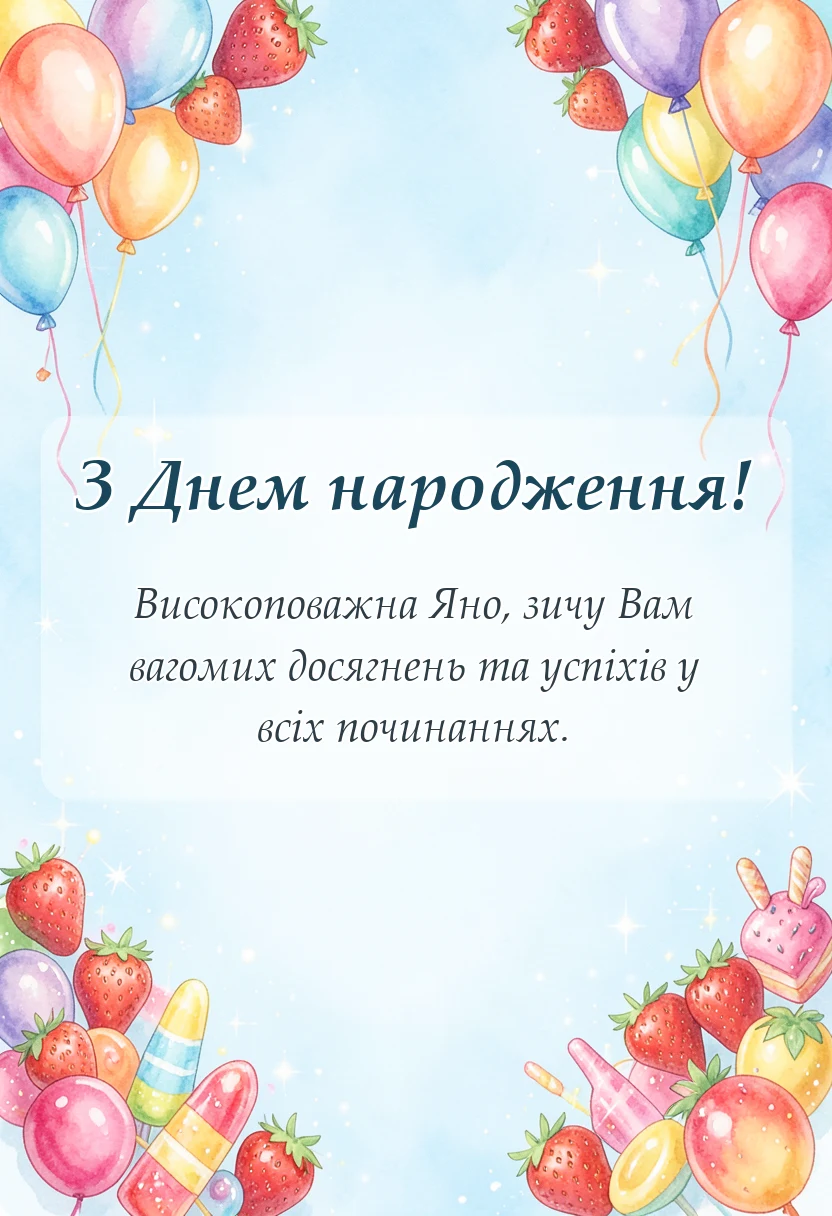 красива листівка: привітання з днем народження яна