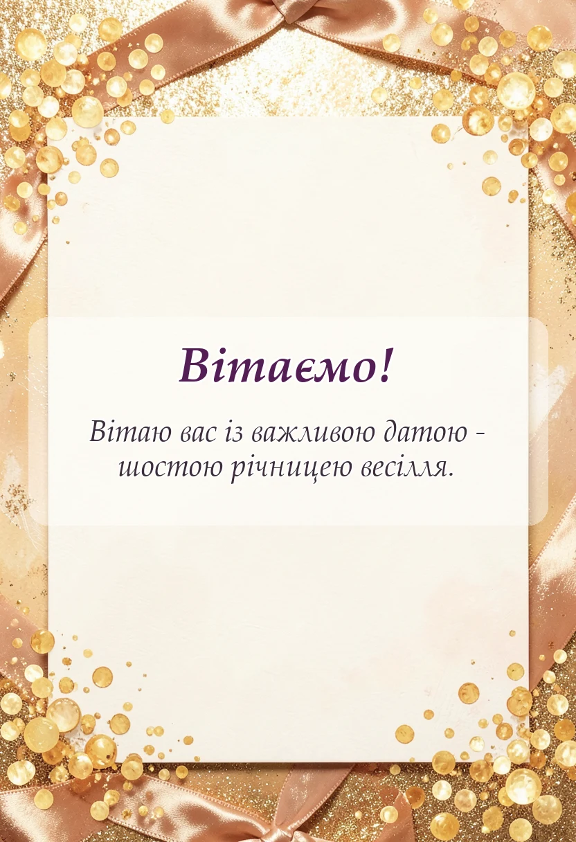 листівка з побажанням - привітання з річницею весілля 6 років чавунне весілля