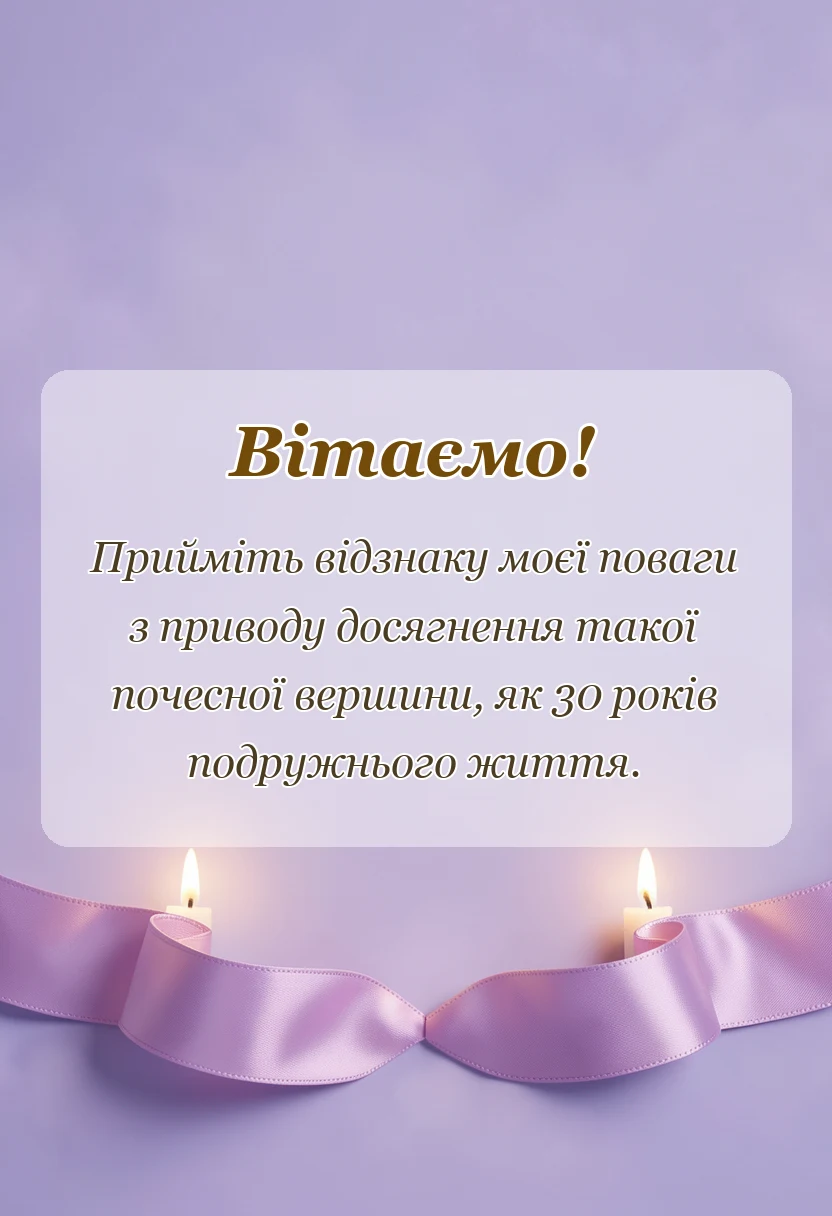 листівка з побажанням - привітання традиції ідеї святкування перлинне весілля 30 років
