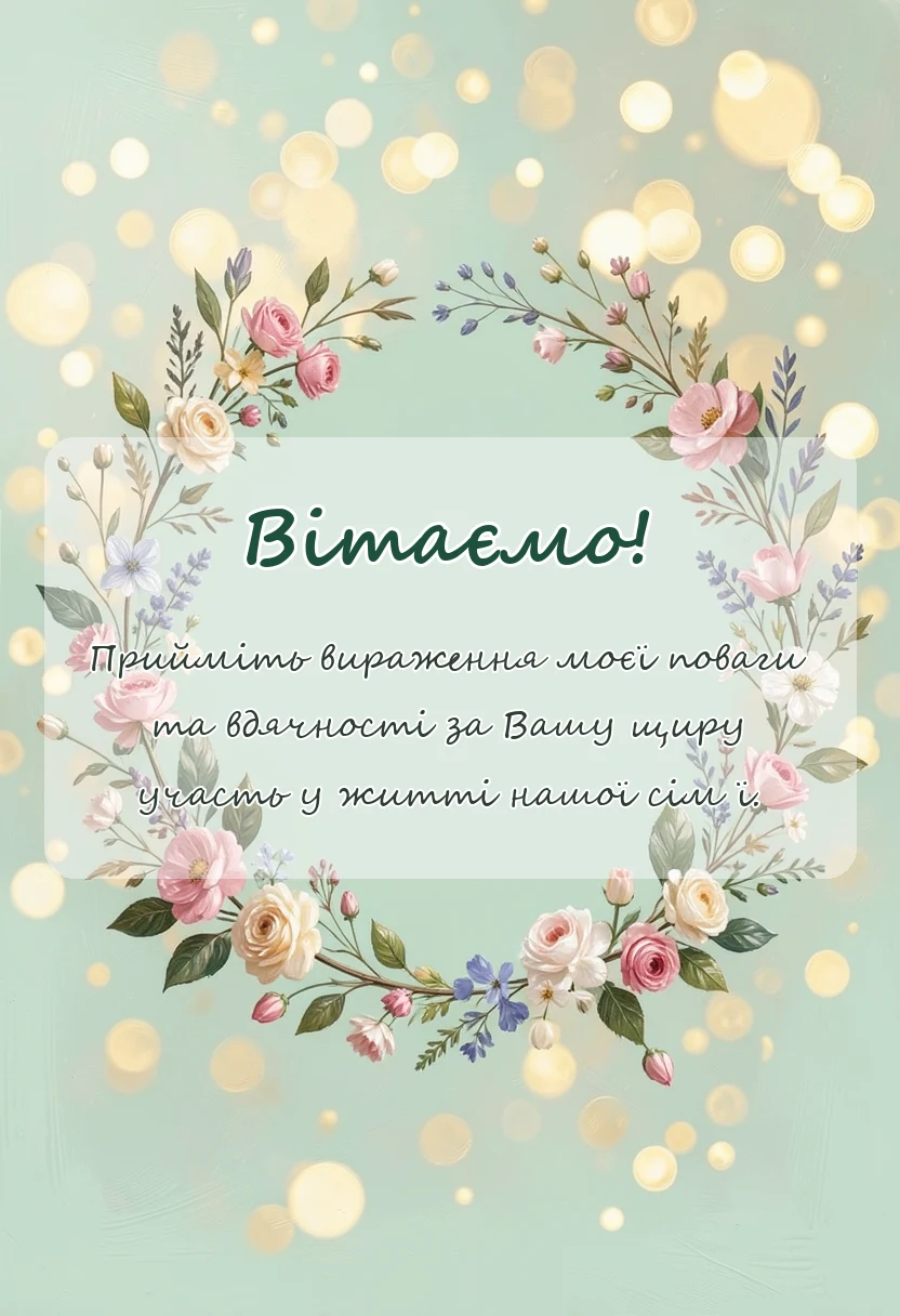 святкова картинка: слова подяки кумі