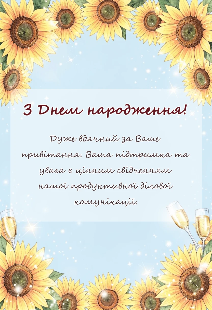 вітальна листівка - відповідь на привітання з днем народження