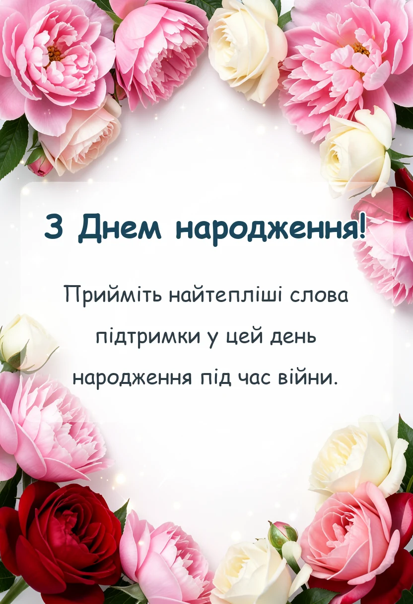 святкова картинка: привітання з днем народження під час війни