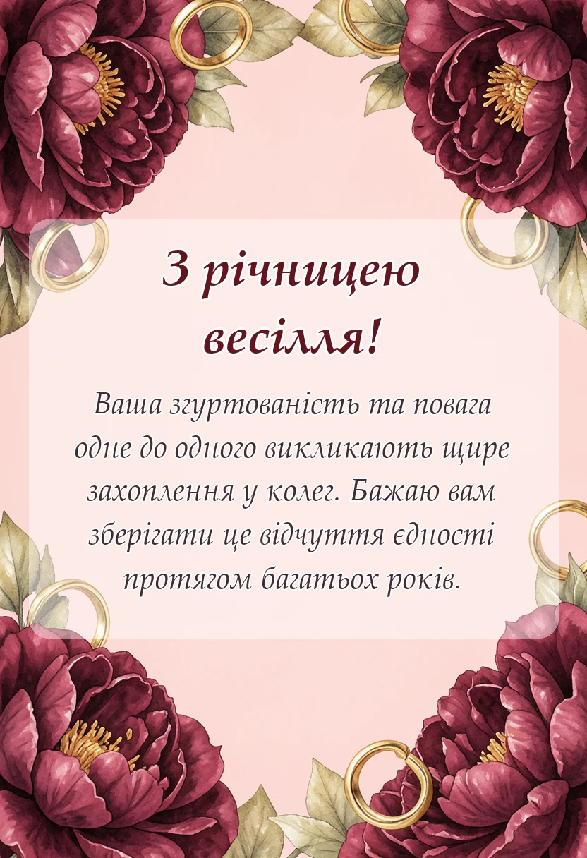 листівка з побажанням - привітання з річницею весілля в прозі