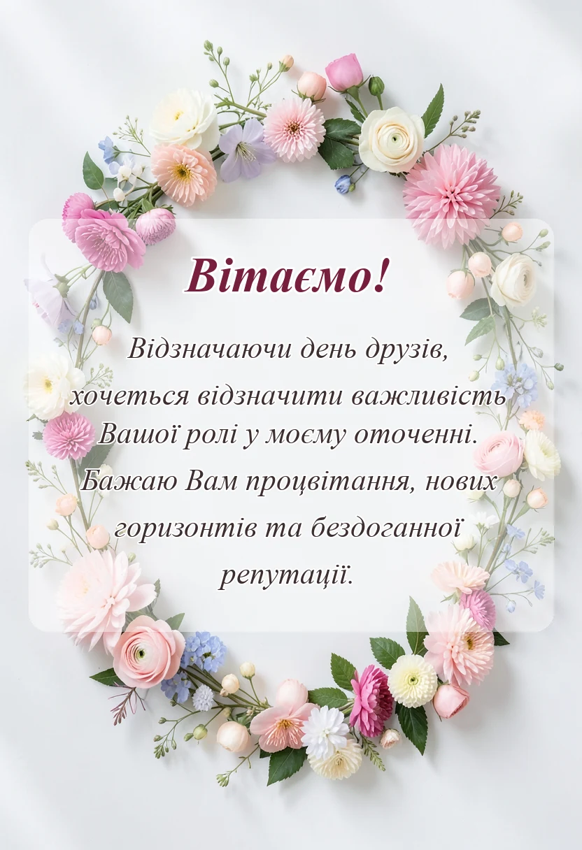 листівка з побажанням - привітання для друзів українською мовою