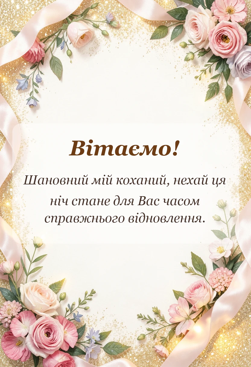 унікальна листівка - романтичні побажання на добраніч коханому