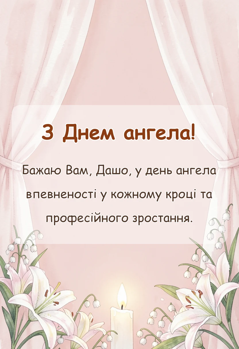 унікальна листівка - привітання з днем ангела даша
