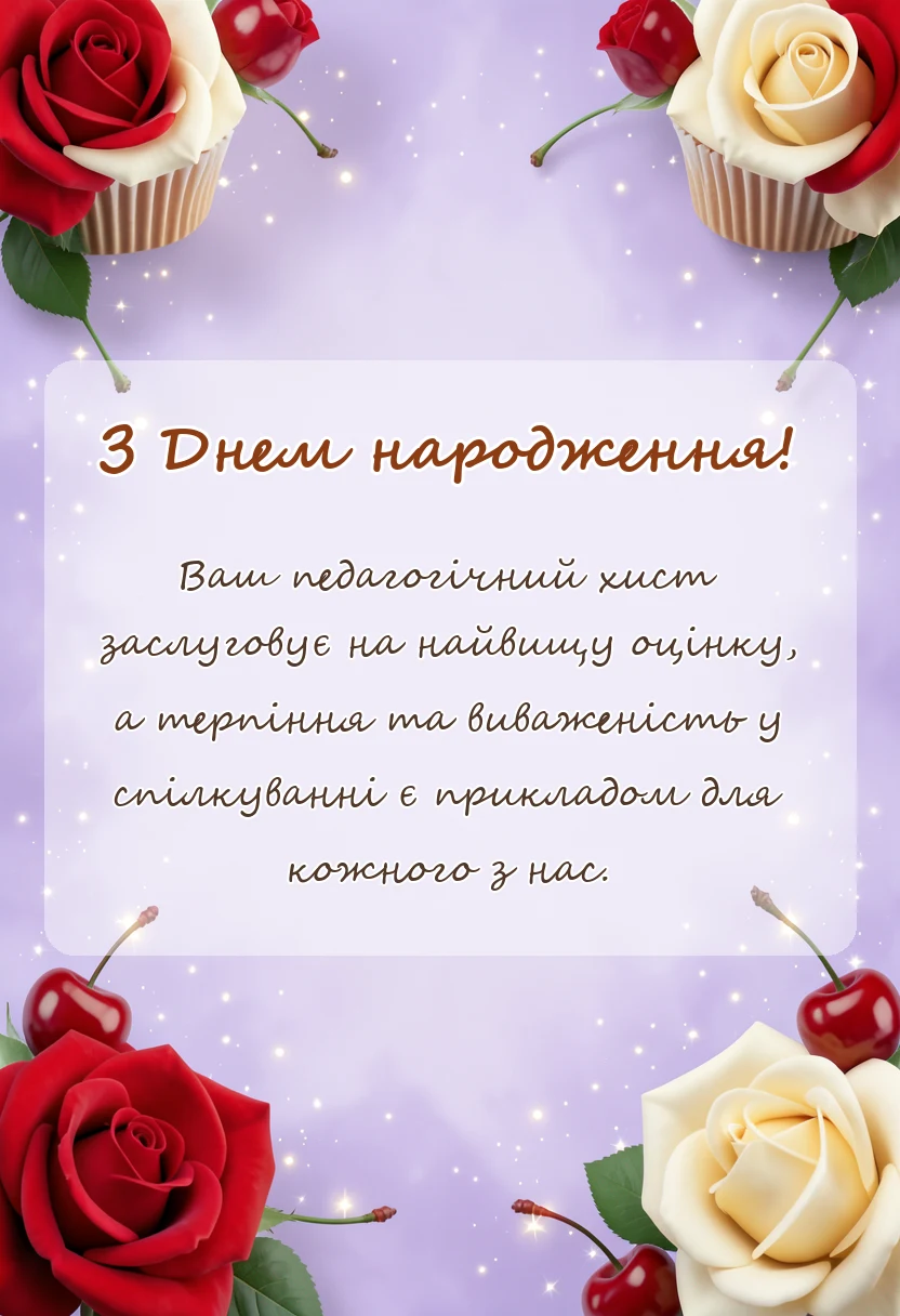 унікальна листівка - привітання з днем народження вчителя біології