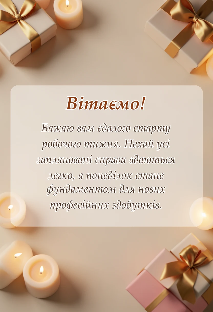 унікальна листівка - привітання з добрим ранком понеділок