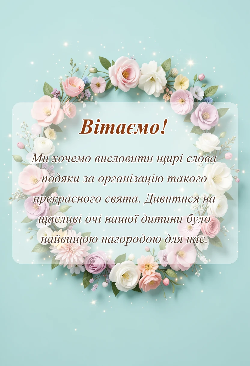листівка з побажанням - подяка за дитяче свято щирі слова та гарні тексти