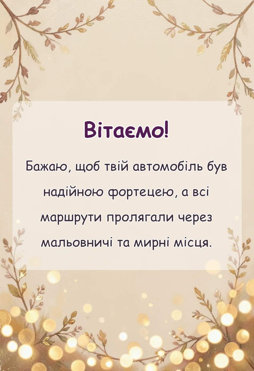 вітальна листівка - привітання з днем водія своїми словами