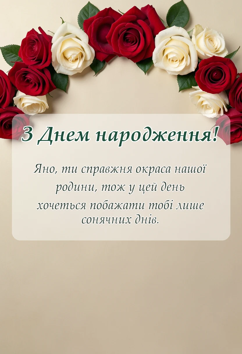 вітальна листівка - привітання з днем народження яна