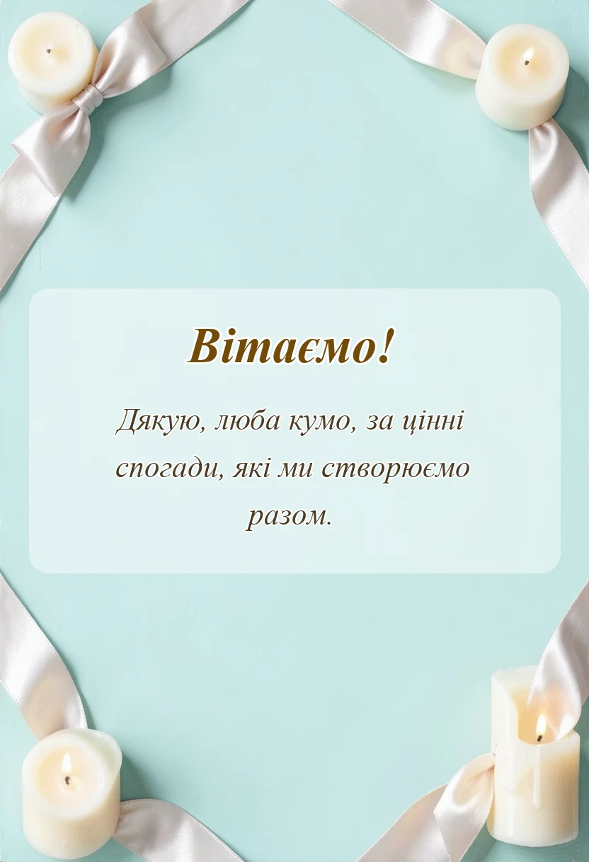 святкова картинка: слова подяки кумі