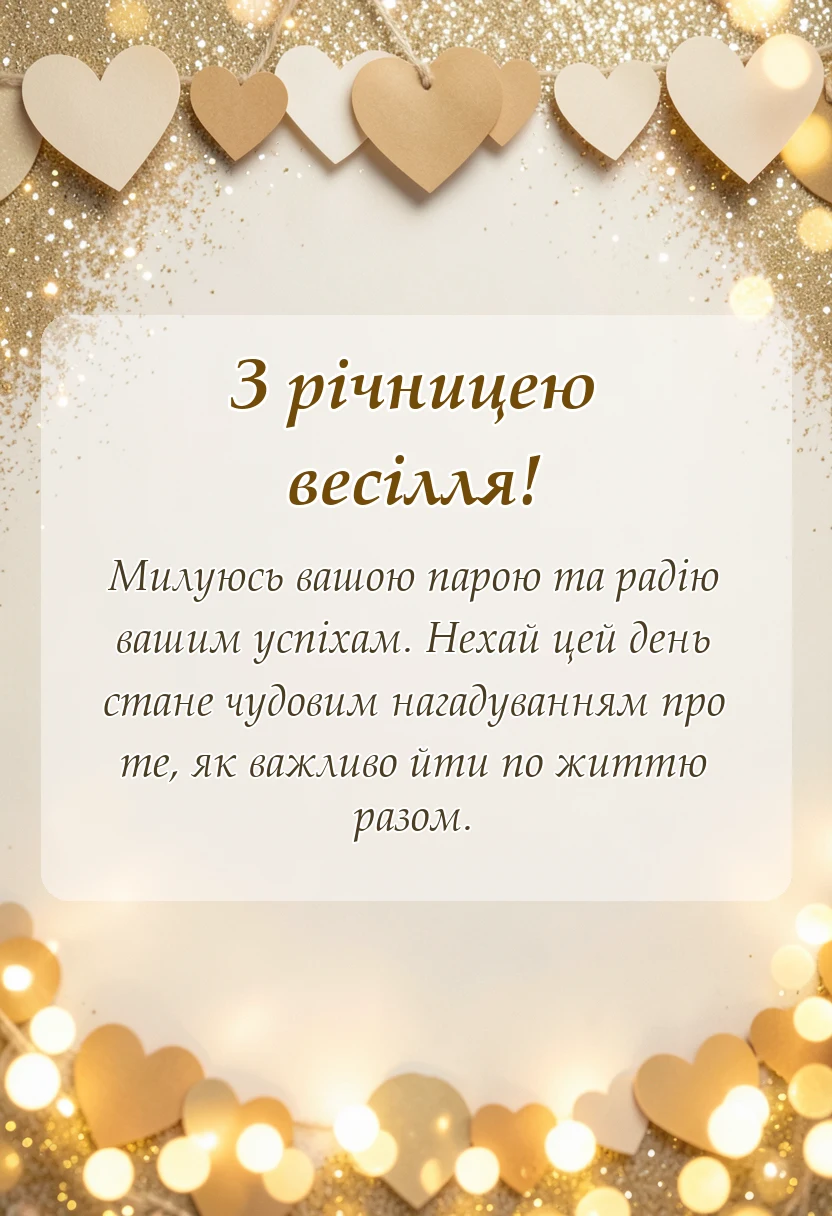 унікальна листівка - короткі привітання з річницею весілля