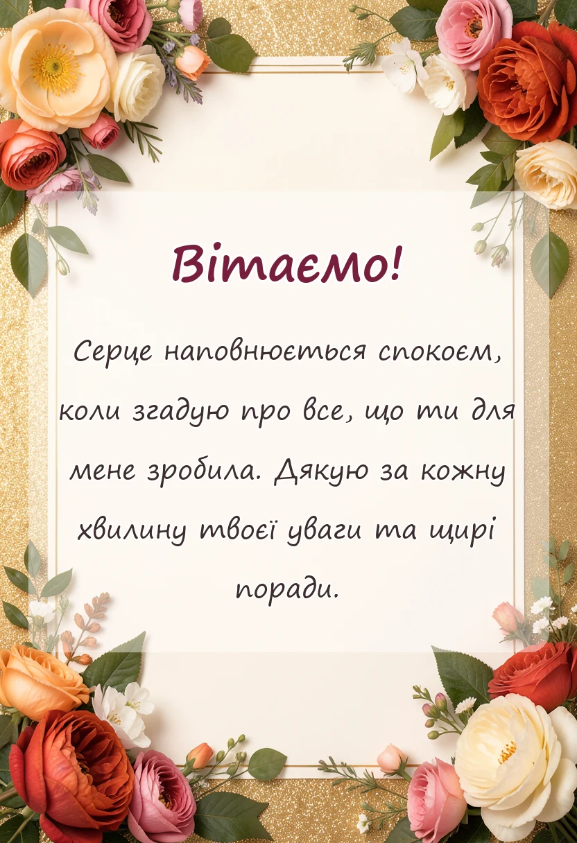 листівка з побажанням - короткі слова подяки