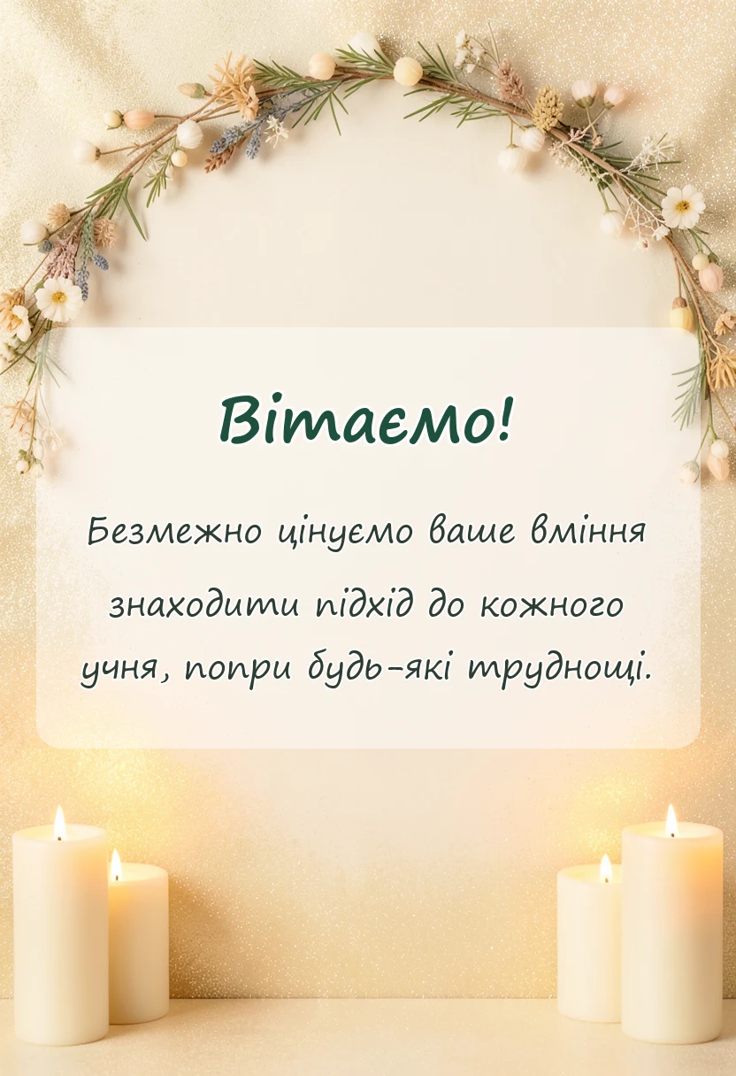 листівка з побажанням - подяка вчителям від батьків