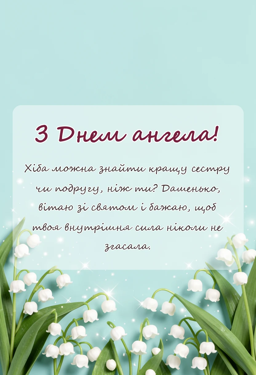 вітальна листівка - привітання з днем ангела даша
