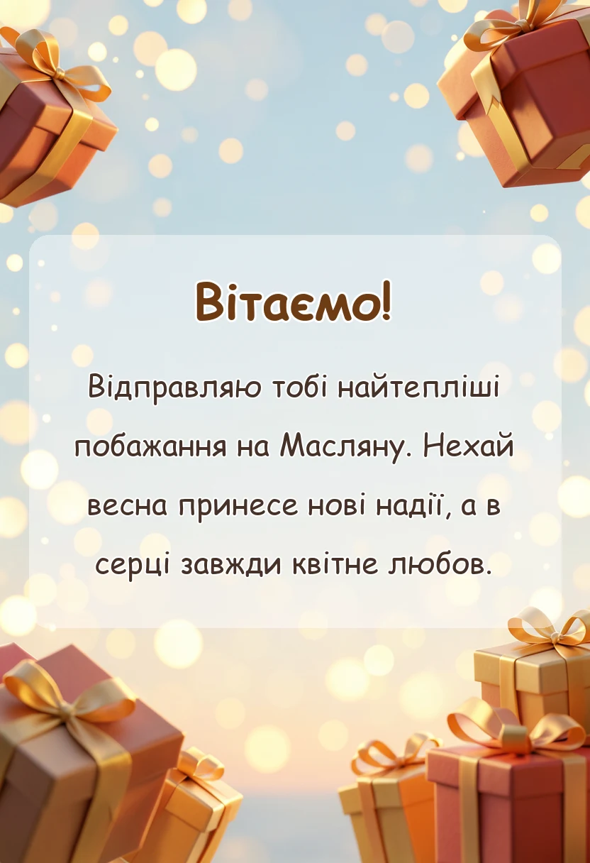 листівка з побажанням - привітання з масляною українською