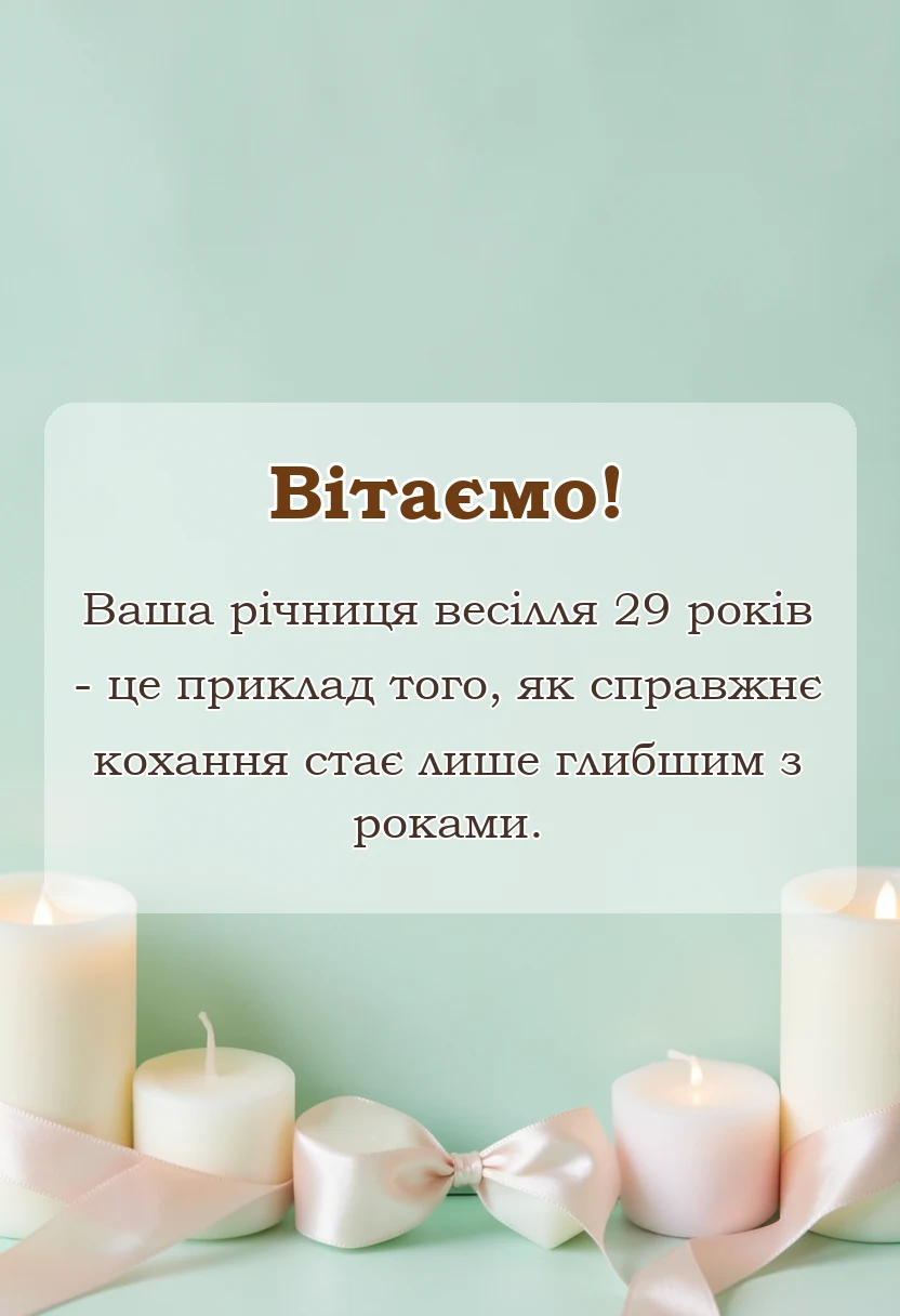листівка з побажанням - привітання на оксамитове весілля