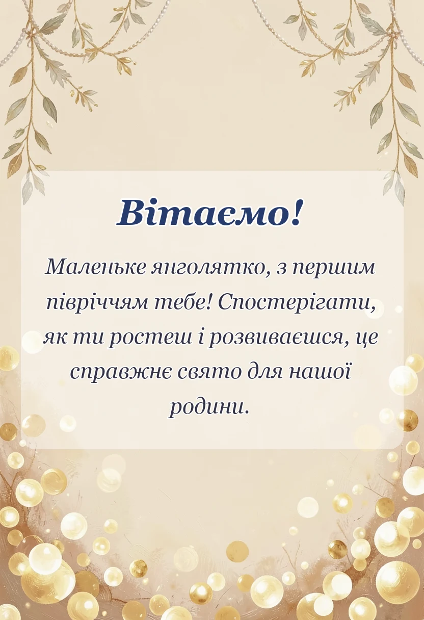 красива листівка: привітання своїми словами на 6 місяців дитині