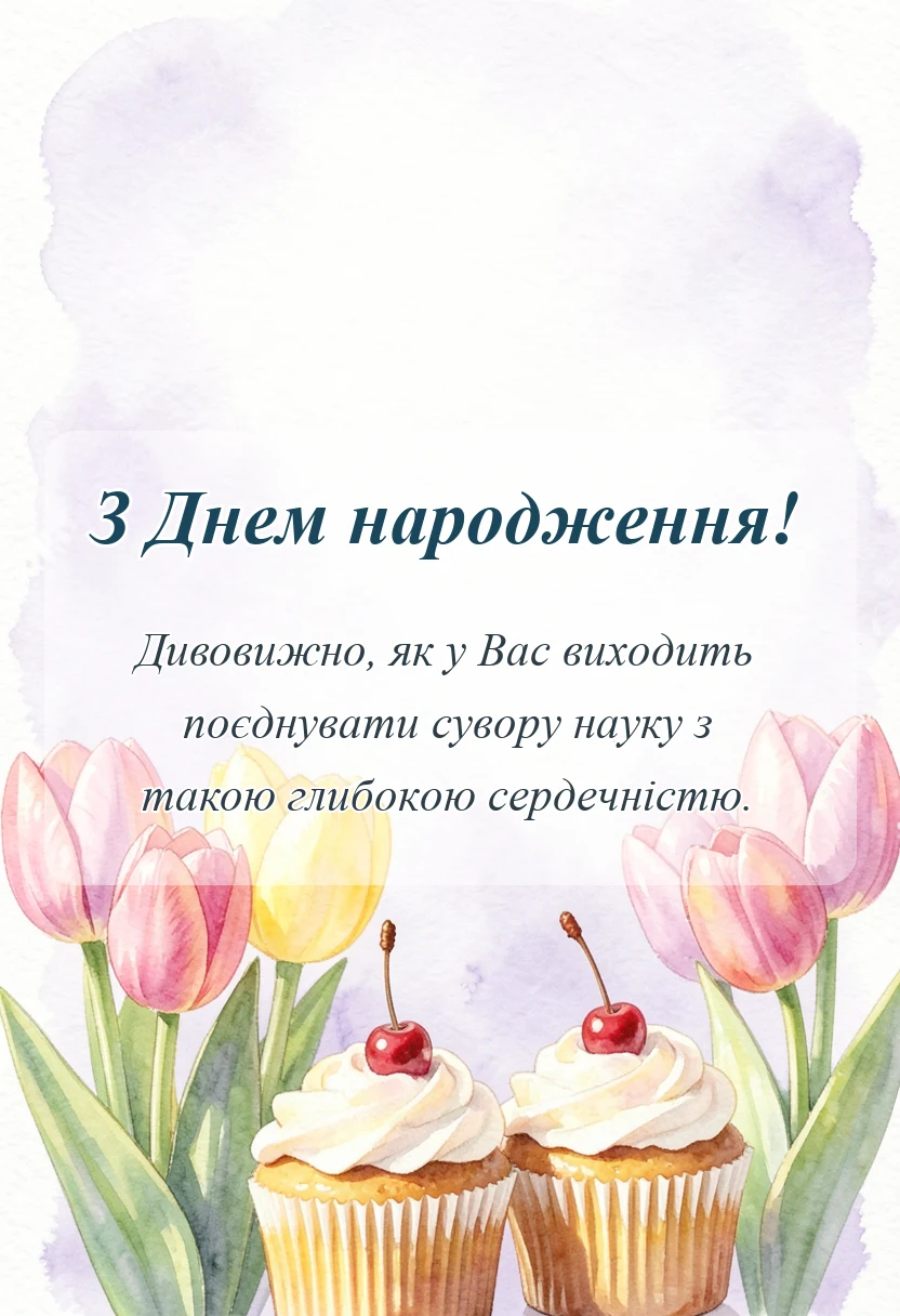 листівка з побажанням - привітання з днем народження вчителя біології