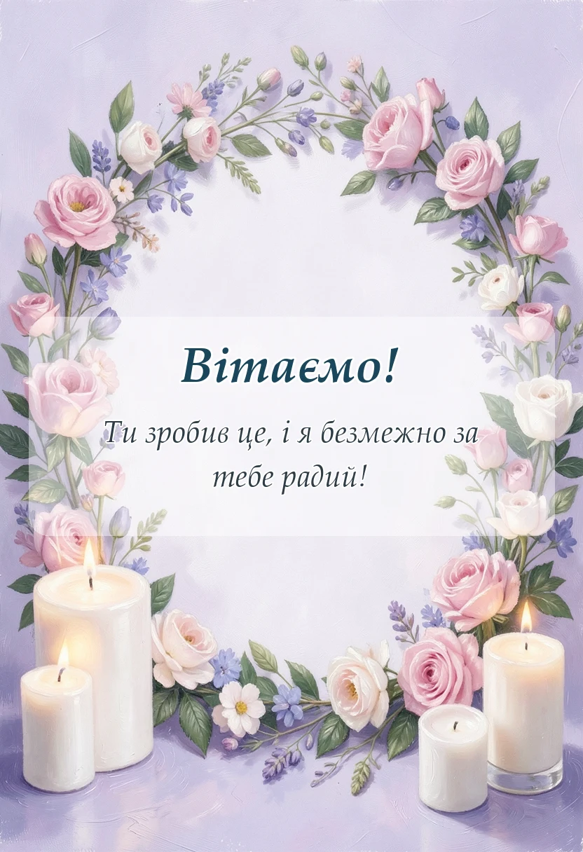 листівка з побажанням - привітання з новою роботою