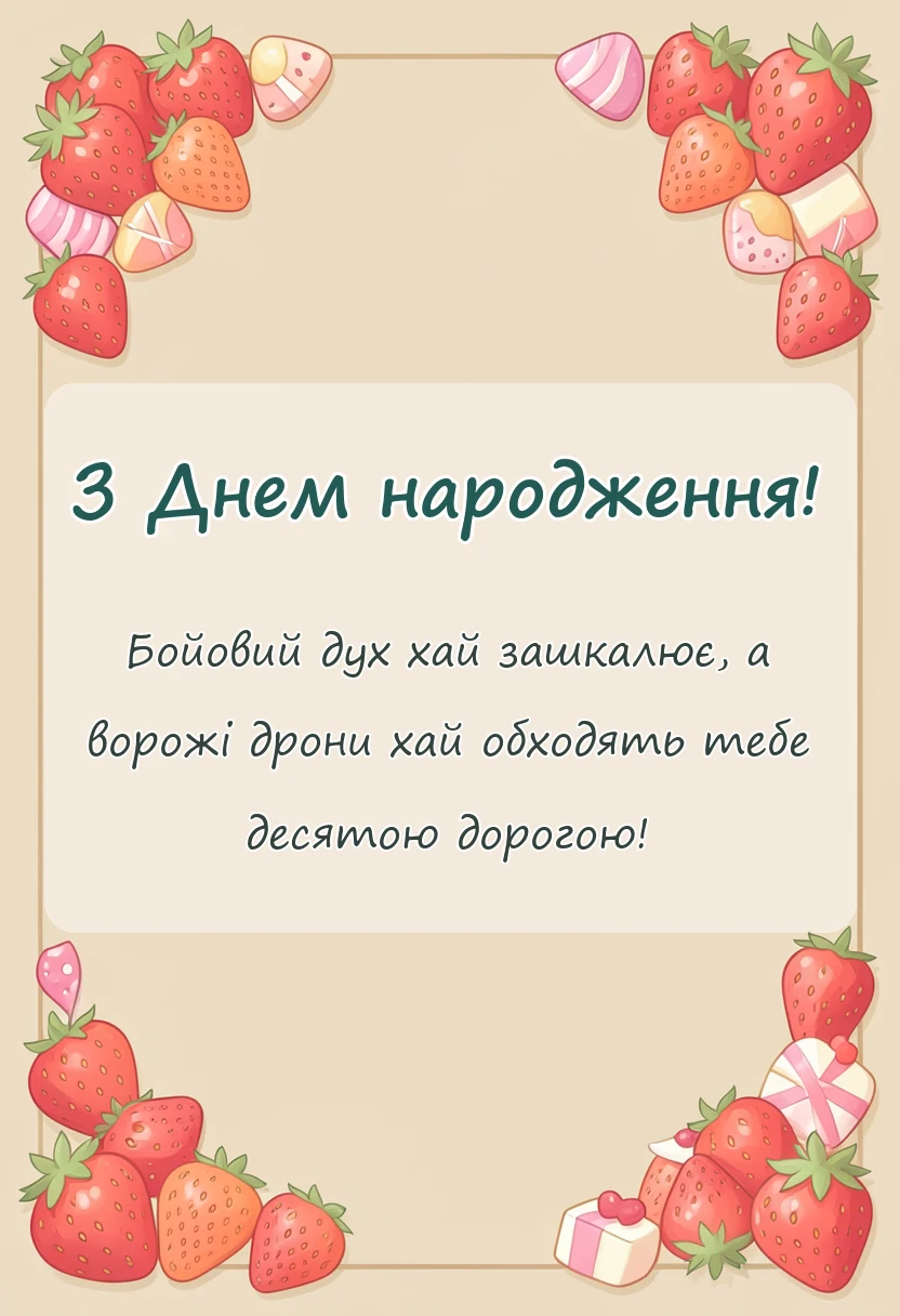 листівка з побажанням - привітання з днем народження воїну