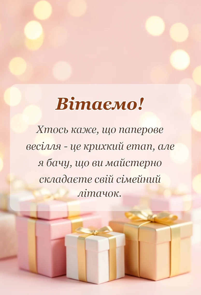 святкова картинка: привітання з паперовим весіллям