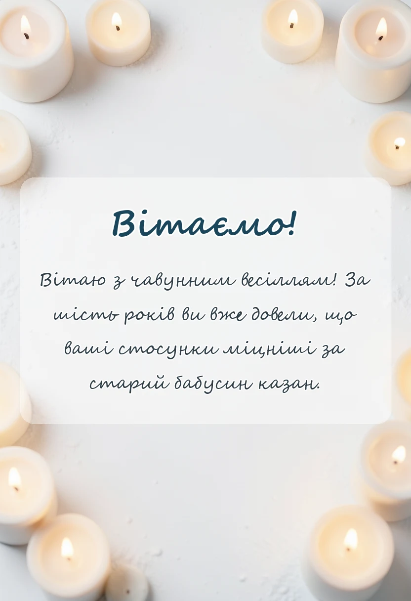 листівка з побажанням - привітання з річницею весілля 6 років чавунне весілля