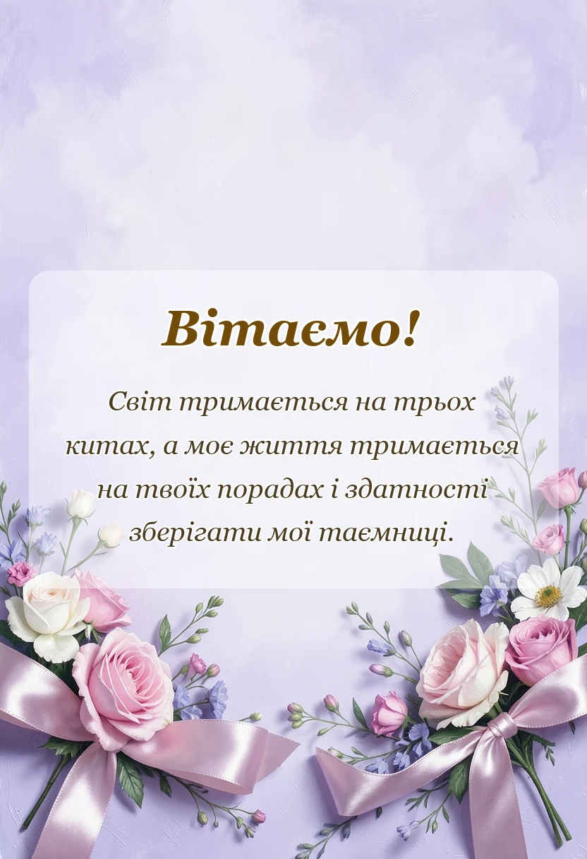 красива листівка: слова подяки кумі
