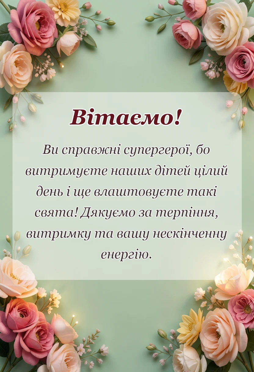 святкова картинка: подяка вихователям від батьків своїми словами за свято