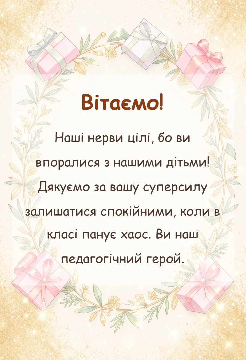 листівка з побажанням - подяка вчителям від батьків