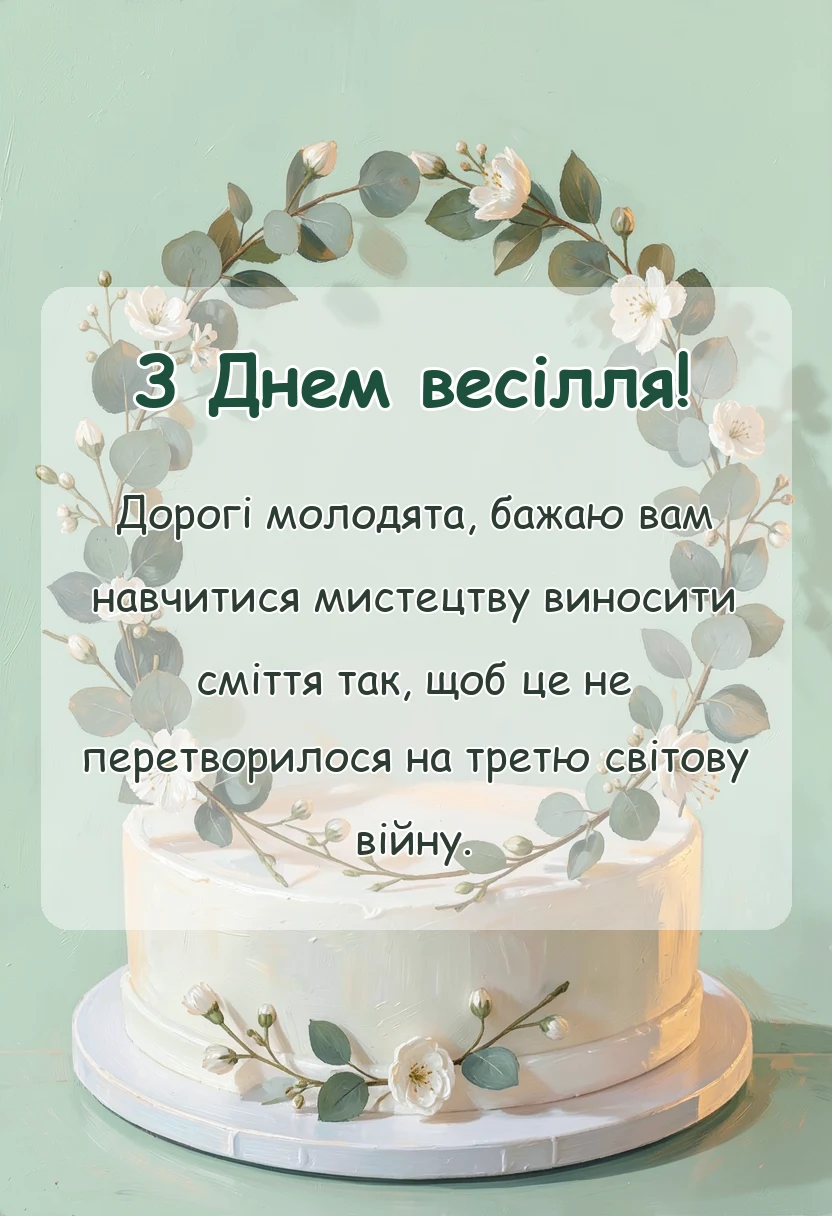 вітальна листівка - смішні привітання на весілля в прозі