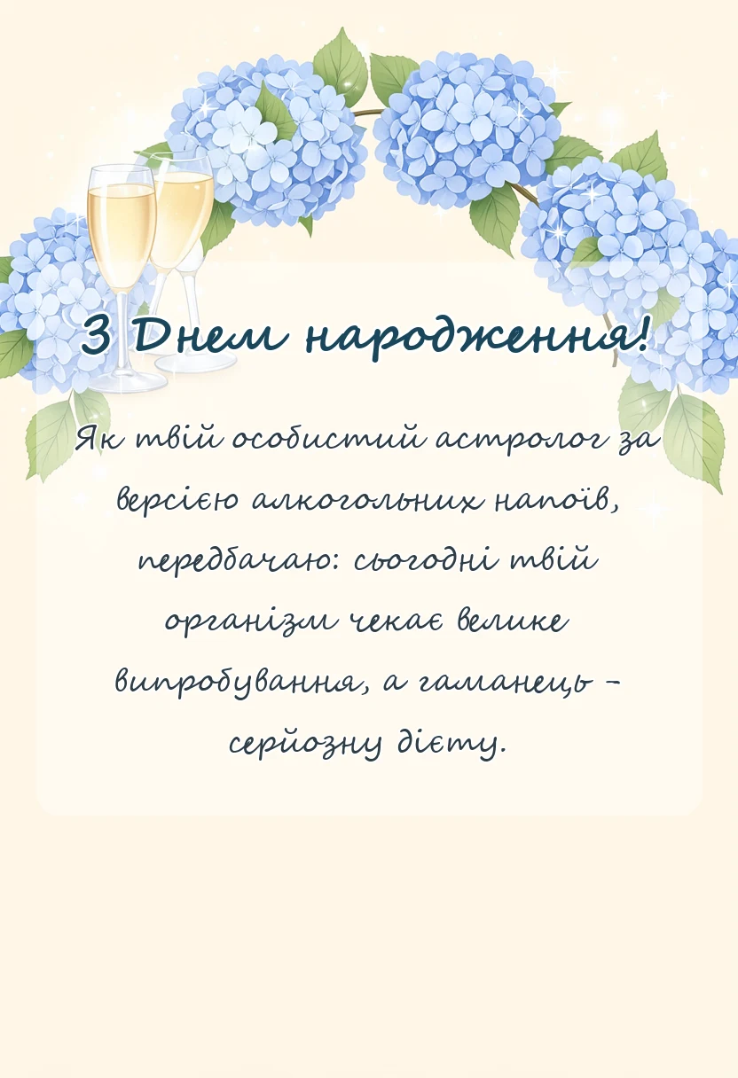 листівка з побажанням - жартівливі привітання з днем народження