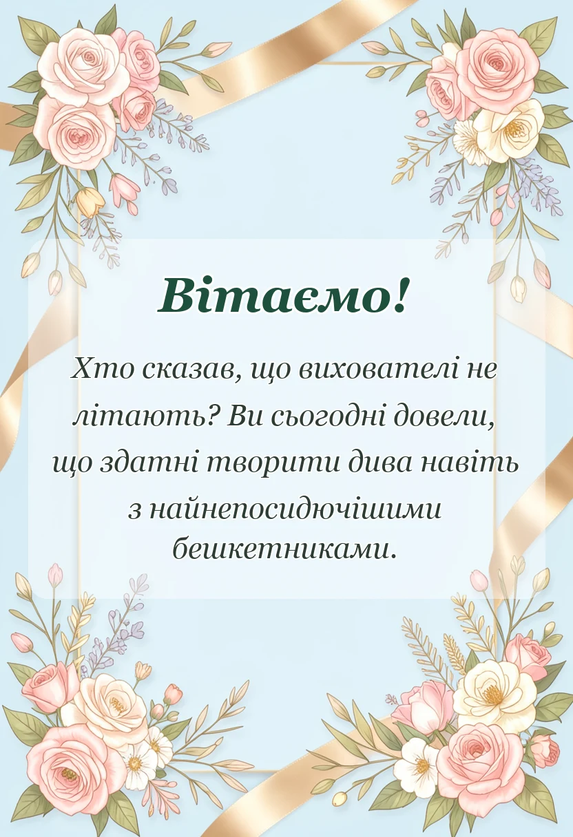 святкова картинка: подяка вихователям від батьків своїми словами за свято