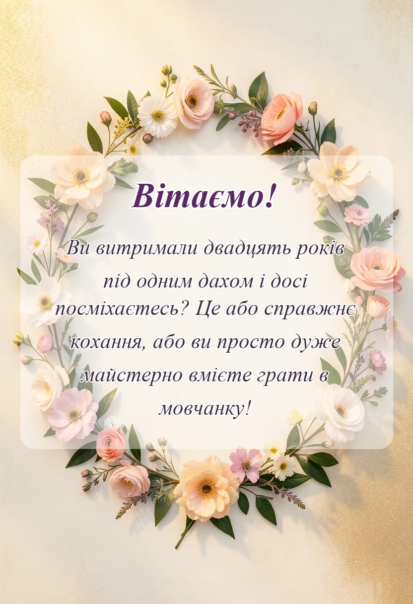 святкова картинка: порцелянове весілля привітання